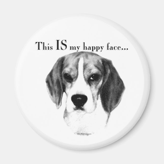 Beagle Happy Face; Happy Beagle; Grumpy Beagle Magnet (Front)