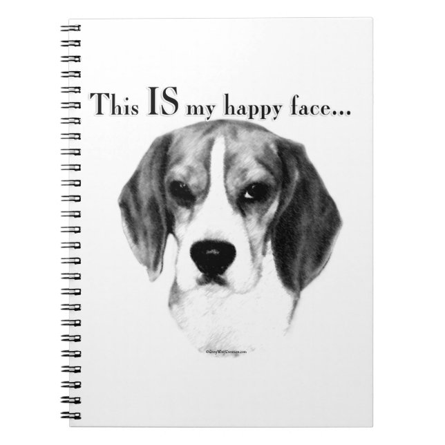 Beagle Happy Face; Happy Beagle; Grumpy Beagle Notebook (Front)