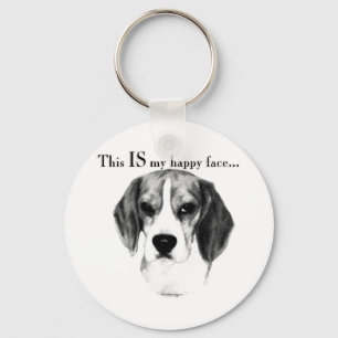 Beagle Happy Face Keychain