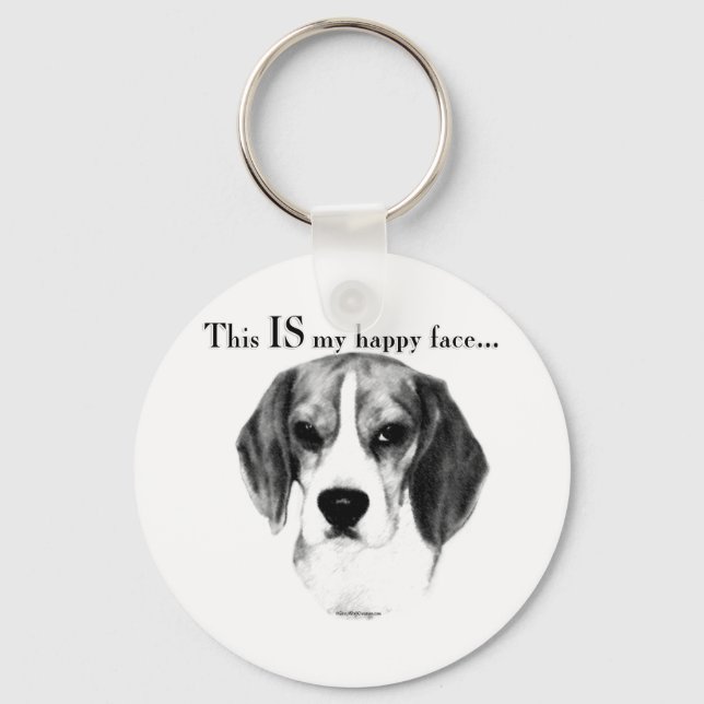 Beagle Happy Face Keychain (Front)