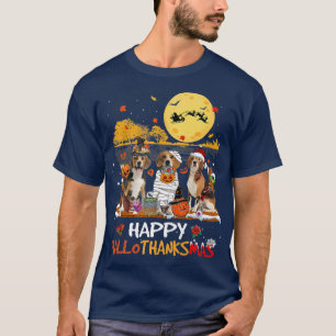 Beagle Happy Hallothanksmas Halloween Thanksgiving T-Shirt