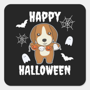 Beagle Happy Halloween Dog Costume Square Sticker