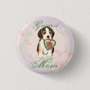 Beagle Heart Mom 1 Inch Round Button