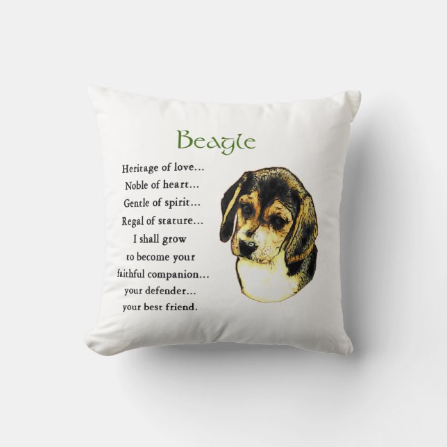 Beagle Heritage of Love Throw Pillow (Front)