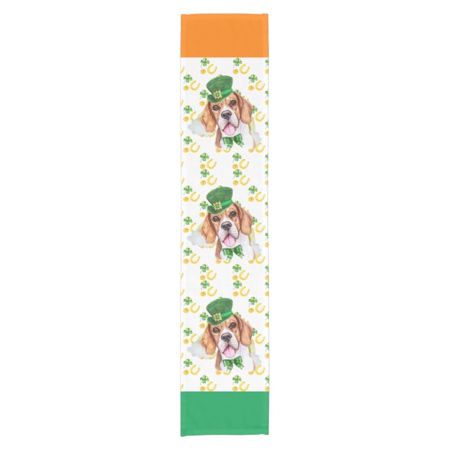 Beagle Holiday Home Decor St Patricks Day Short Table Runner (Front)