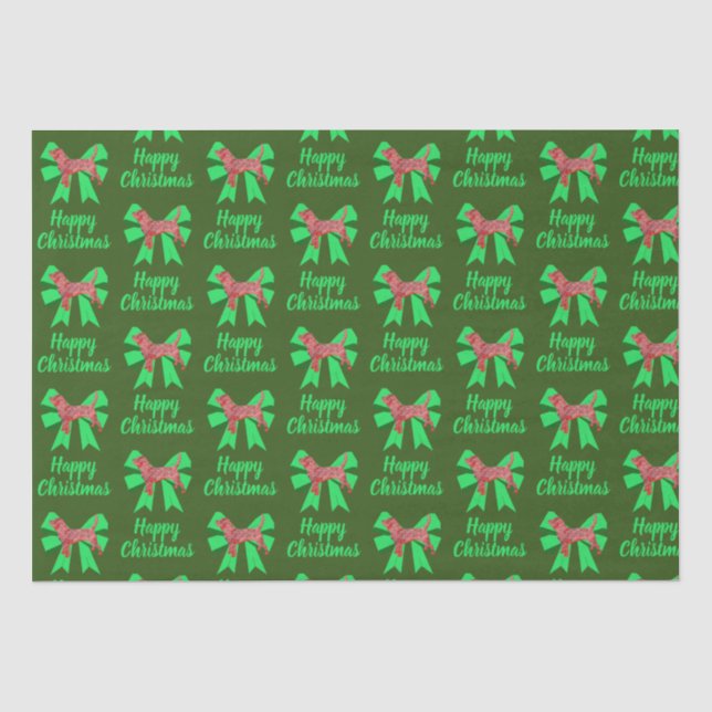 Beagle Hound Christmas Dog & Bow Green Tissue Paper (Front)
