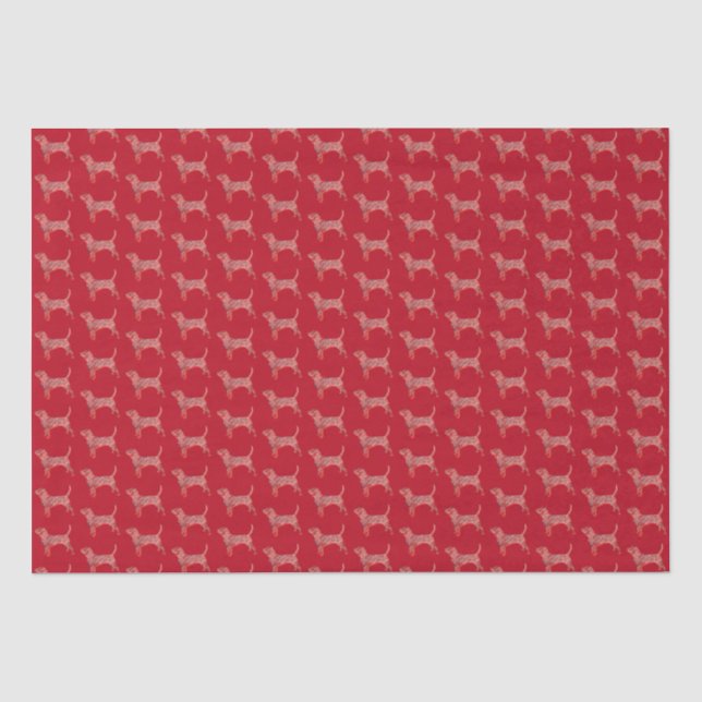Beagle Hound Dog Christmas Silhouette Red Tissue Paper (Front)