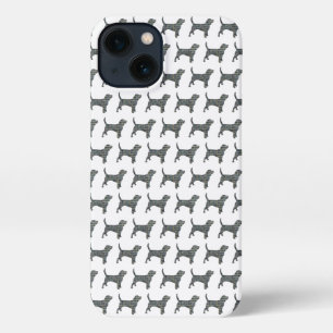 Beagle Hound Dog Cute Silhouette Grid White iPhone 13 Case