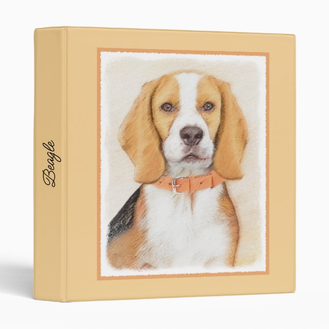 Beagle Hound Dog Painting Original Animal Art Binder (Front/Spine)