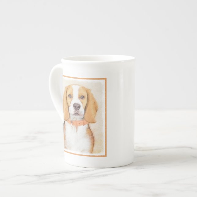 Beagle Hound Dog Painting Original Animal Art Bone China Mug (Front Left)