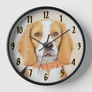 Beagle Hound Dog Painting Original Animal Art Clock