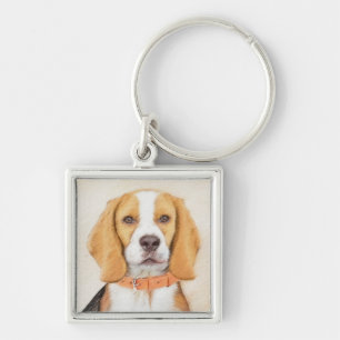 Beagle Hound Dog Painting Original Animal Art Keychain