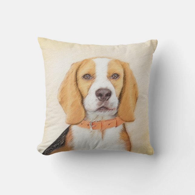 Beagle Hound Dog Painting Original Animal Art Throw Pillow (Front)