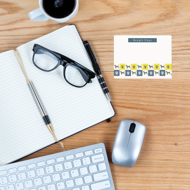 Beagle Hound Dog & Paw Yellow & Blue Grid Post-it Notes (Creator Uploaded)