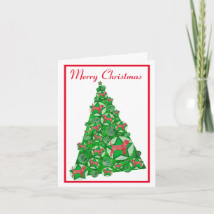 Beagle Hound Dog Silhouette Christmas Tree White Card