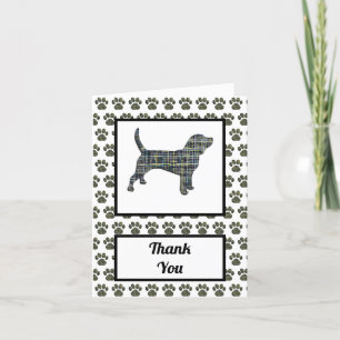 Beagle Hound Dog Silhouette Grid Thank You Card