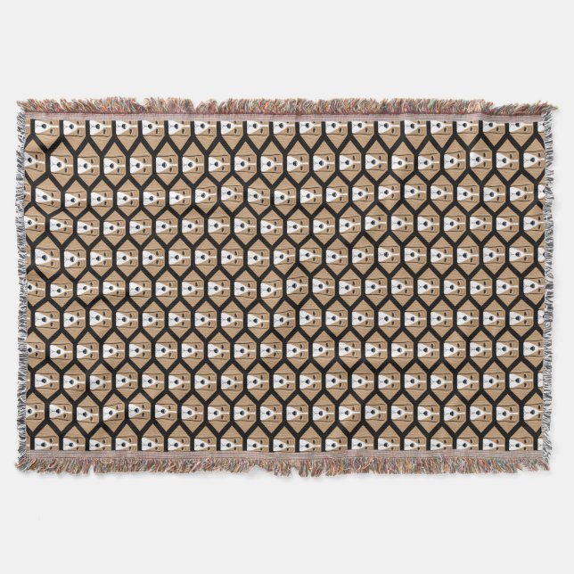Beagle Hound Honeycomb Pattern Throw Blanket (Front)