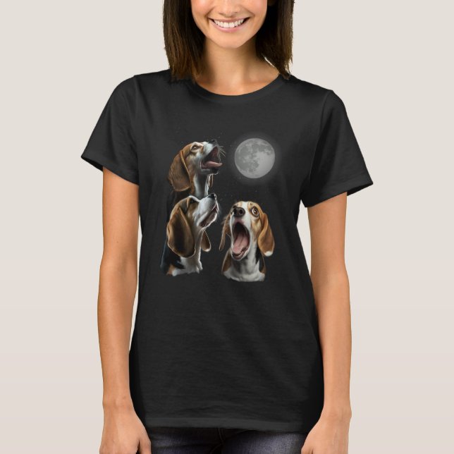Beagle Howling At Moon for Mom & Dad T-Shirt (Front)