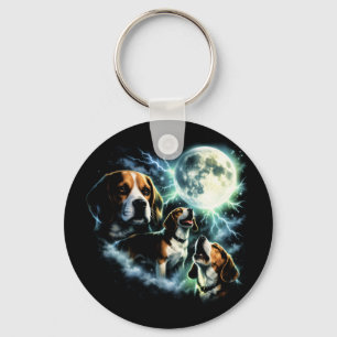 Beagle Howling at the Moon – Hunting Dog Night Keychain