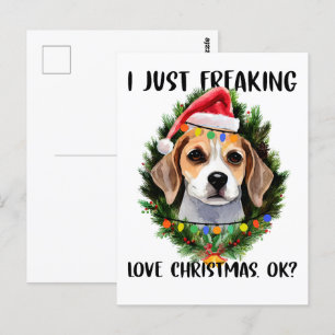 Beagle I Just Freaking Love Christmas Ok Christmas Postcard