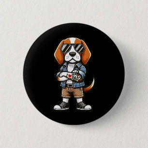 Beagle I Love Dad Funny Dog Tattoo 2 Inch Round Button