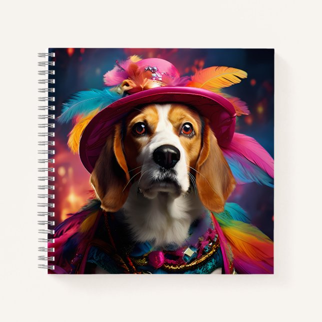  Beagle in a Feathered Hat  Notebook (Front)