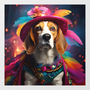 Beagle in a Feathered Hat Window Cling