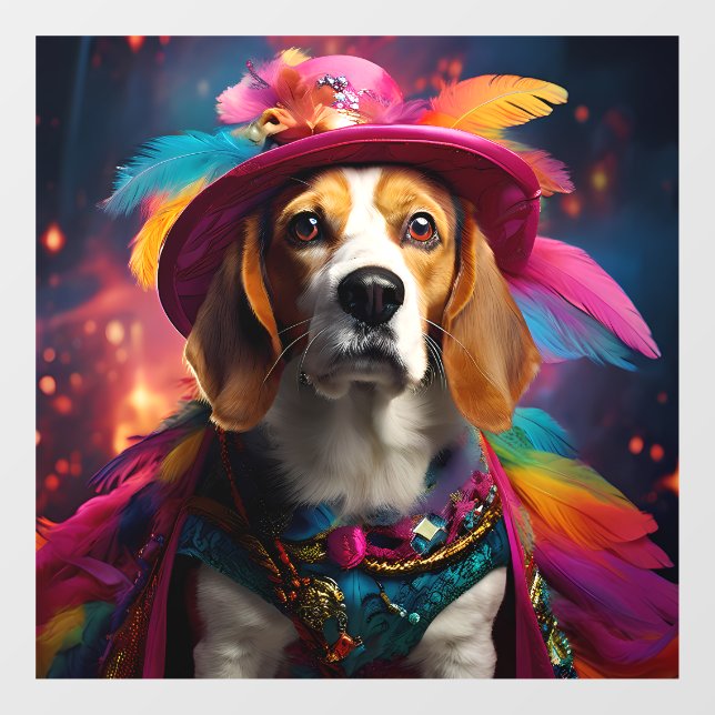  Beagle in a Feathered Hat  Window Cling (Sheet)
