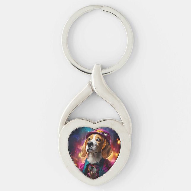  Beagle in a Pink Hat  Keychain (Front)