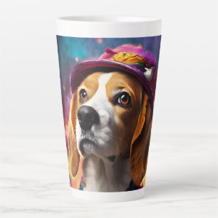  Beagle in a Pink Hat  Latte Mug