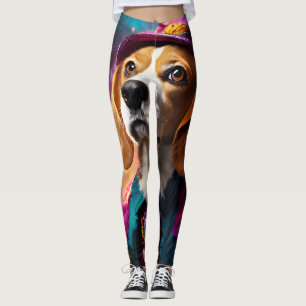  Beagle in a Pink Hat  Leggings