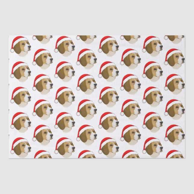 Beagle in a Santa Hat at Christmas Tissue Paper (Front)