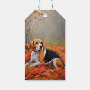 Beagle in Autumn Leaves Fall Inspire  Gift Tags