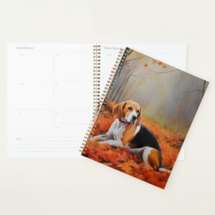 Beagle in Autumn Leaves Fall Inspire Planner