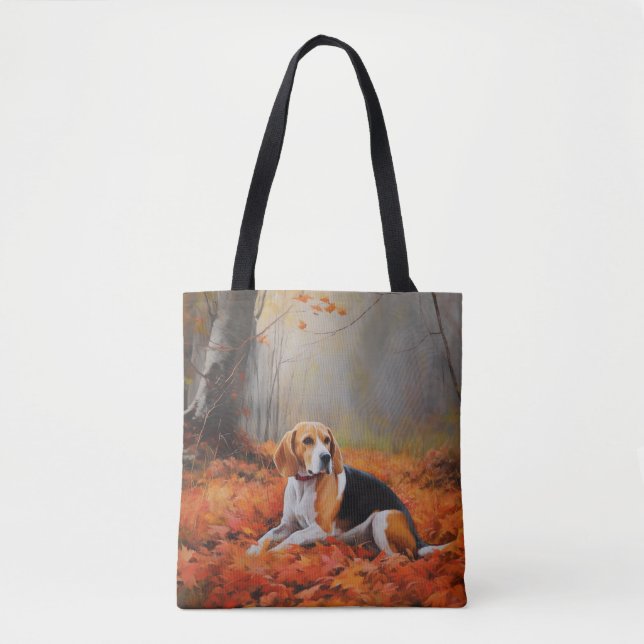 Beagle in Autumn Leaves Fall Inspire  Tote Bag (Front)