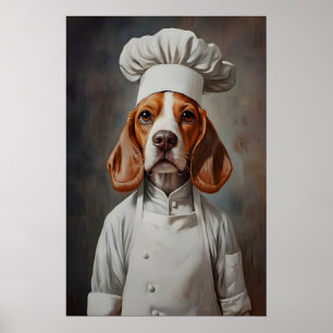 Beagle In Chefs Hat Poster, Pet Poster, Beagle In Poster