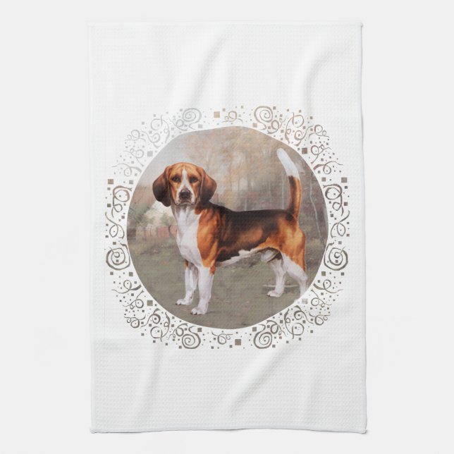 Beagle in Country Setting Kitchen Towel (Vertical)