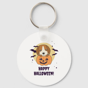 Beagle In Pumpkin Sweet Dogs Happy Halloween Keychain
