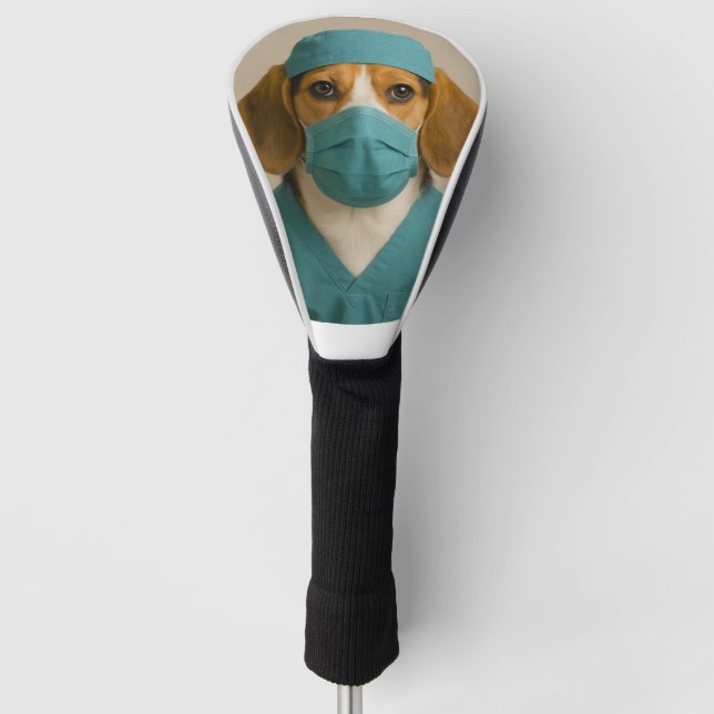 Beagle in Scrubs Golf Head Cover (Front)