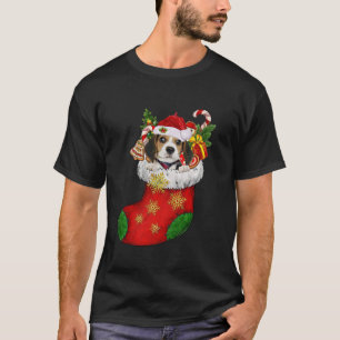 Beagle In Sock Christmas Santa Hat Xmas Dog Lover T-Shirt