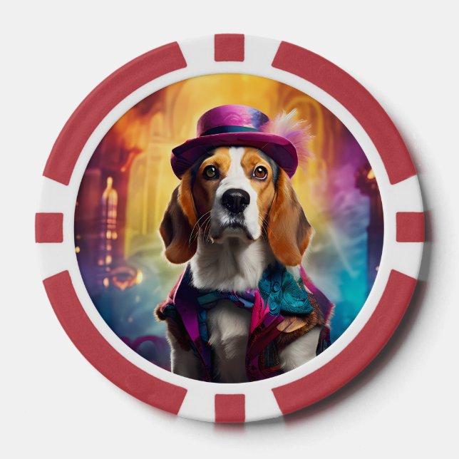  Beagle in Vibrant Costume Poker Chips (Front)
