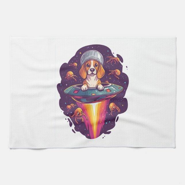 Beagle � Intergalactic Dog Encounter Kitchen Towel (Horizontal)