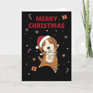 Beagle Joyeux Noël Animaux d'hiver Carte de chien