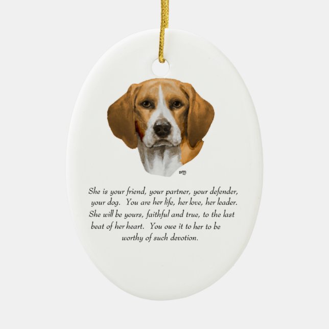 Beagle Keepsake Ceramic Ornament (Front)