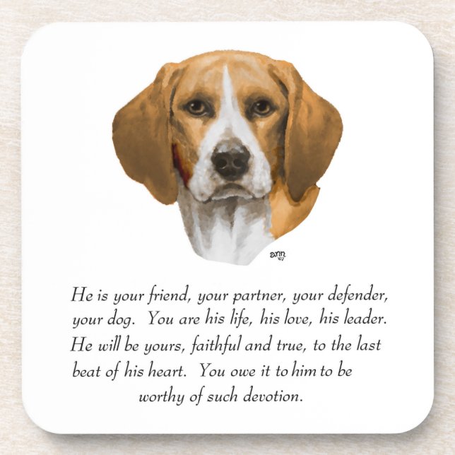 Beagle Keepsake MALE Coaster (Front)