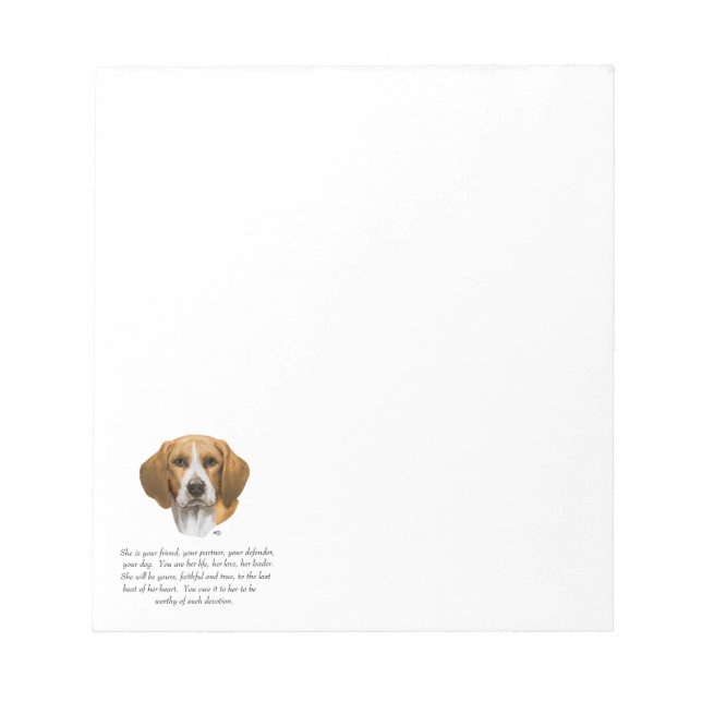 Beagle Keepsake Notepad (Front)