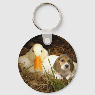 Beagle Keychain With Duck