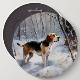 Beagle Let It Snow Christmas  6 Inch Round Button