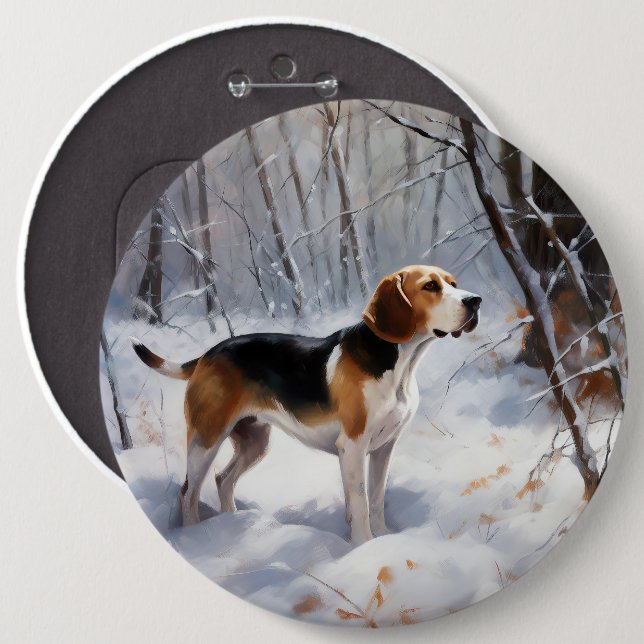 Beagle Let It Snow Christmas  6 Inch Round Button (Front & Back)