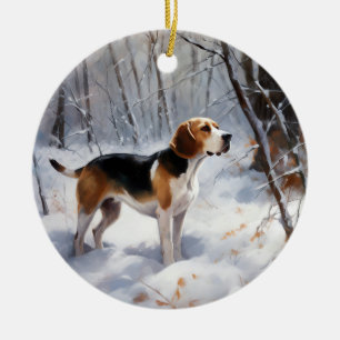 Beagle Let It Snow Christmas  Ceramic Ornament